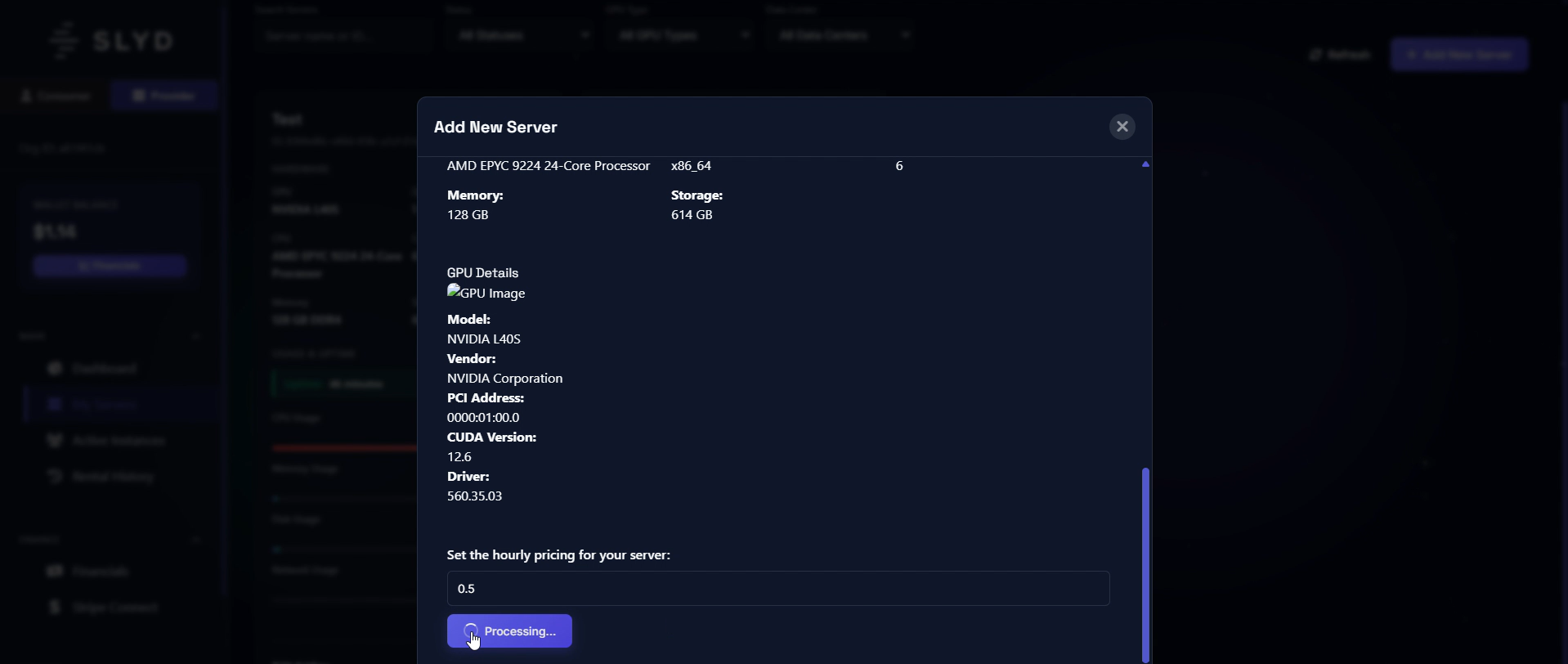 Set pricing and provision server