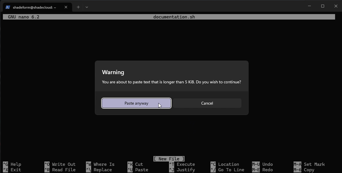 Nano editor with installation script